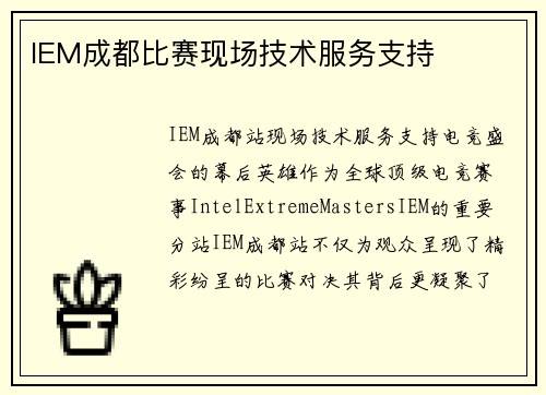 IEM成都比赛现场技术服务支持